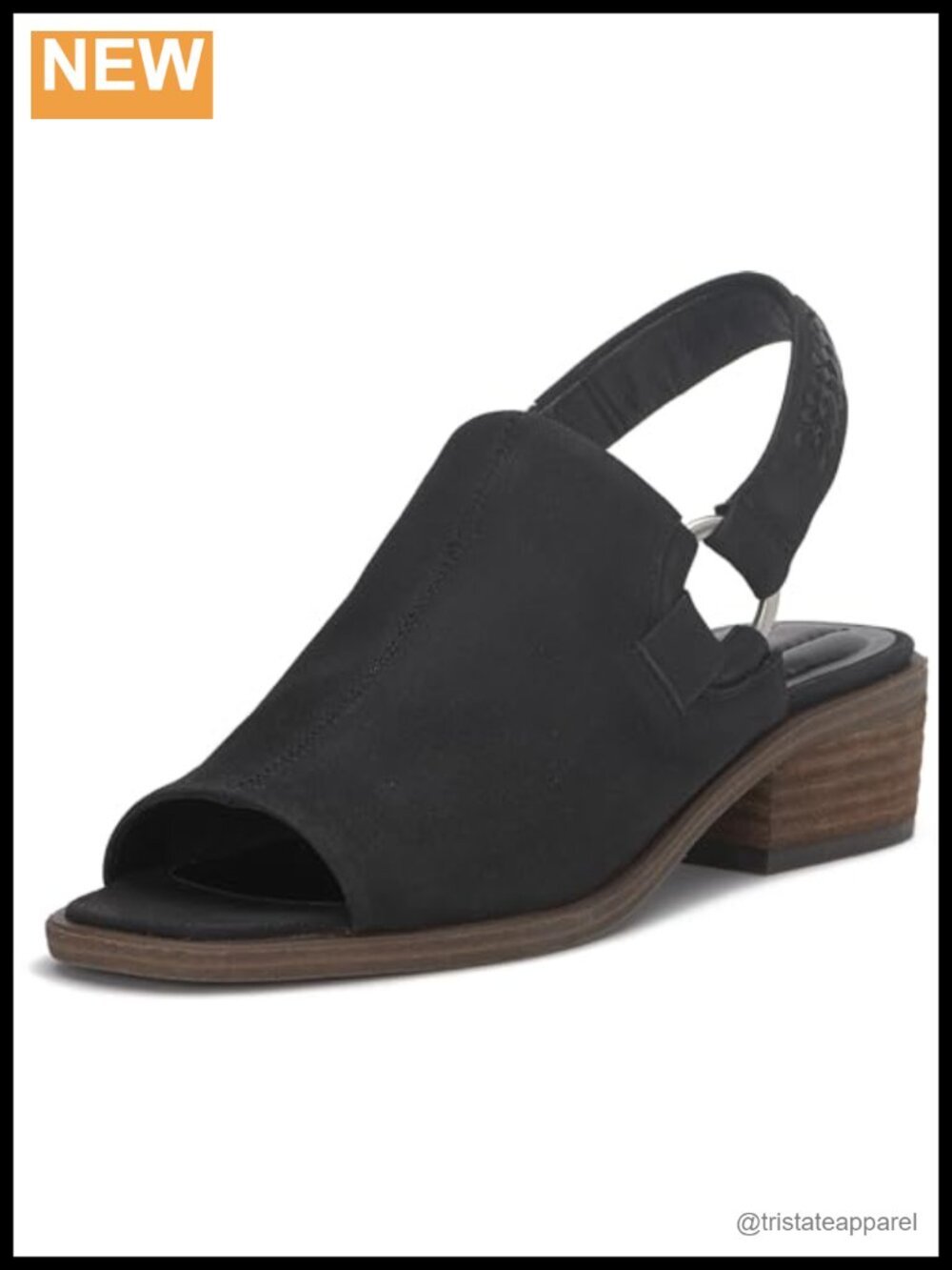 Lucky Brand Brittah Leather Slingback Peep Toe Stacked Heel Sandals